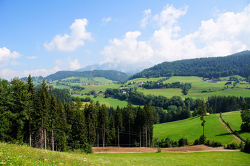 Fototapeta na wymiar Landschaft oberhalb von Meran in Südtirol bei Hafling und Avelengo 