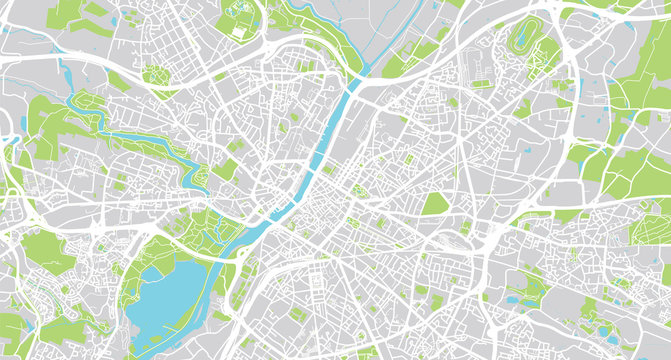 Urban vector city map of Angers, France