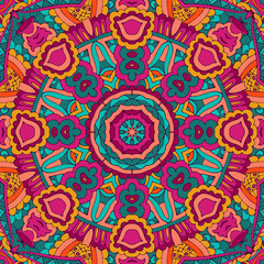 Colorful Tribal Ethnic Festive Abstract Floral Vector Pattern