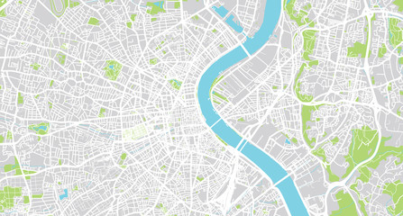 Urban vector city map of Bordeaux, France