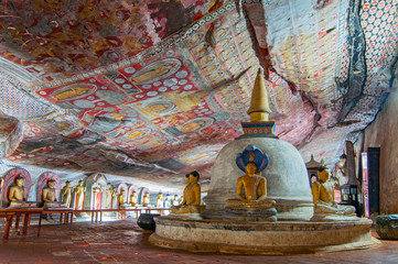 Cave of the Great Kings, Dambulla Cave Temples, UNESCO World Heritage Site, Central Province, Sri Lanka, Asia.