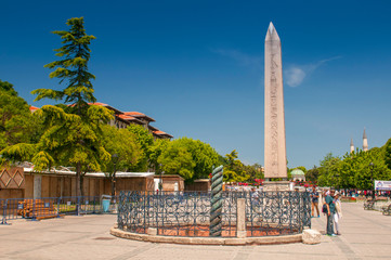 Obraz premium The Egyptian Obelisk at the Hippodrome in Sultanahmet, Istanbul, Turkey.