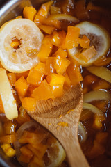 process of cooking candied fruit