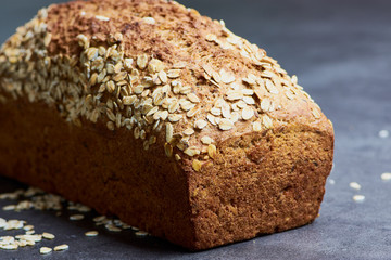 macro color photo of a wholemeal bread, homemade