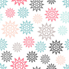 Cute colorful star seamless pattern on white. Funny festive background, wrapping paper. Vector illustration. 