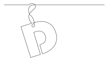 continuous line drawing of alphabet letter label design