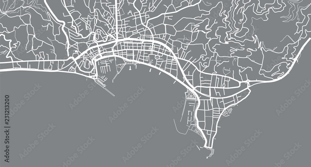 Wall mural Urban vector city map of Cannes, France