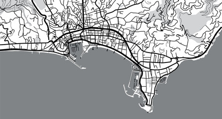 Urban vector city map of Cannes, France