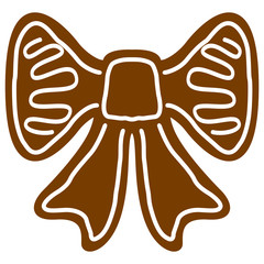 Christmas ribbon gingerbread cookie. Vector illustration design