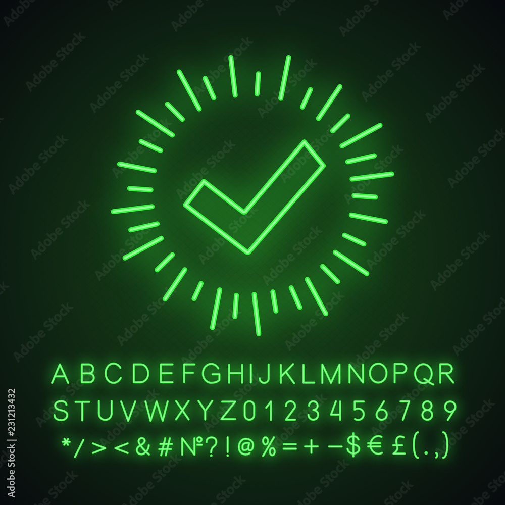 Sticker Checkmark neon light icon