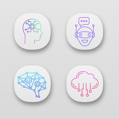 Artificial intelligence app icons set
