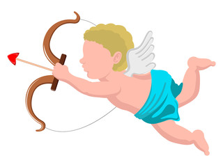 Isolated cupid angel with a bow. Vector illustration design