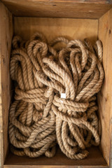 Fototapeta na wymiar Rope in a wooden box