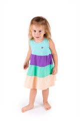 Little cute girl on white background 