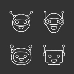 Chatbots chalk icons set