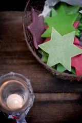 Weihnachts Dekoration, Sterne in einem Korb