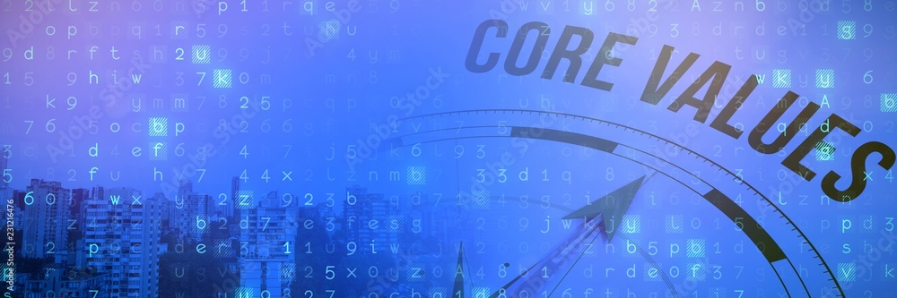 Aufkleber composite image of core values against compass