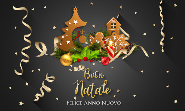 Italian Christmas and Happy New Year greeting card