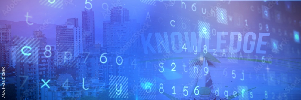 Poster composite image of compass with knowledge text
