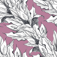 Seamless pattern flowers on pink