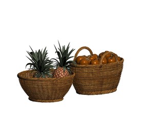 Fototapeta na wymiar 3d render of fruit baskets