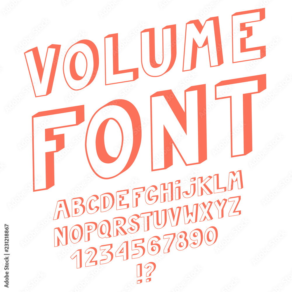 Poster simple red alphabet with 3d effect.