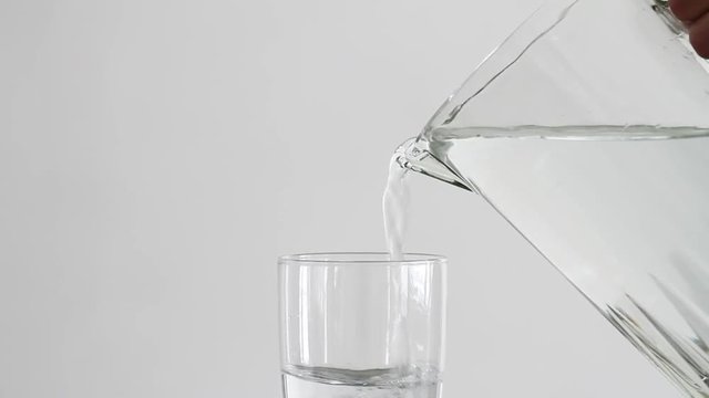 Serving water in a glass with white background
