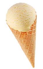 VANILLA ICE CREAM CONE ON WHITE