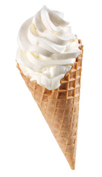 VANILLA ICE CREAM CONE ON WHITE