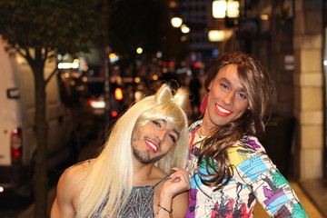 Two gorgeous transgender women at night