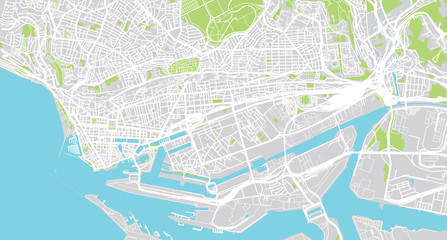 Urban vector city map of La Harve, France