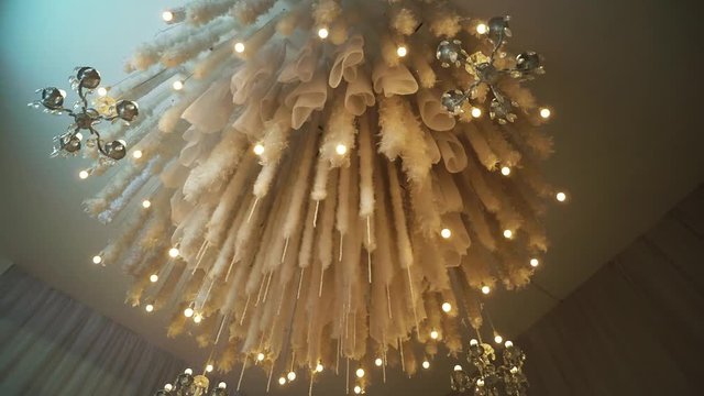 designer chandelier on the ceiling