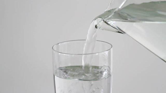 Serving water in a glass with white background