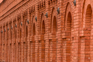 Wall Building with Red Brick in Lodz Manufaktura 