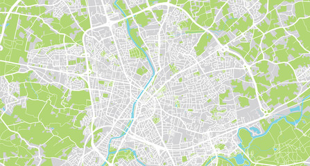 Urban vector city map of Le Mans, France