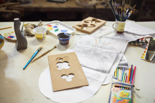 Furniture designer at her workshop