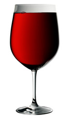 GLASS OF RED WINE ON WHITE