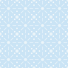 Blue Christmas pattern with snowflakes, vector illustration