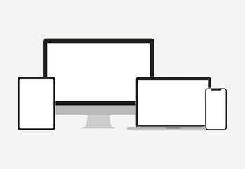 Set of electronic devices in a flat style style