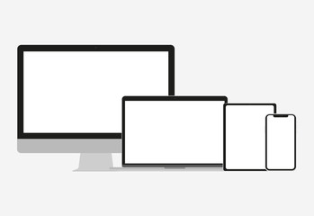 Set of electronic devices in a flat style style