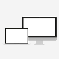 Set of electronic devices in a flat style style