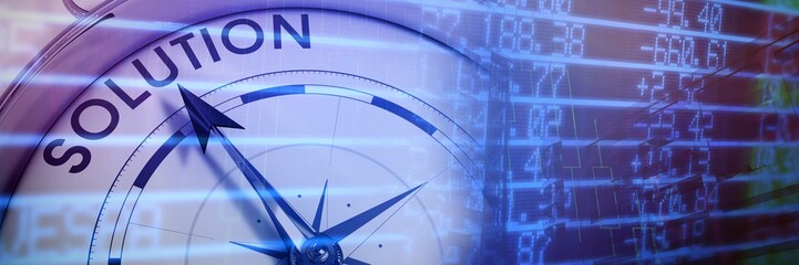 Composite image of compass pointing to solution