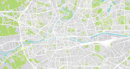 Urban vector city map of Rennes, France