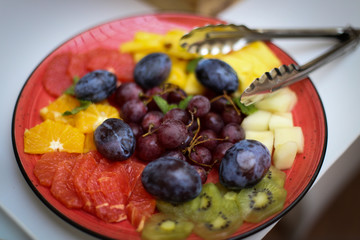 Fruit pieces on a plate