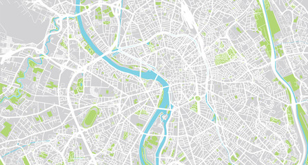 Urban vector city map of Toulouse, France - obrazy, fototapety, plakaty