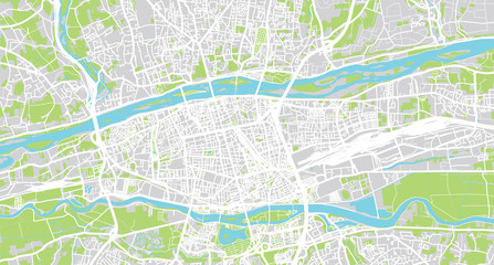 Fototapeta premium Urban vector city map of Tours, France