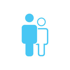 Linear and flat Man an woman Icon vector. Simple flat symbol. Blue vector illustration isolated on white background.