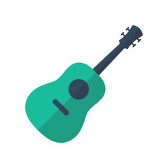 Guitar flat icon on isolated white transparent background.	