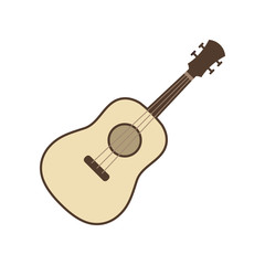 Guitar flat icon on isolated white transparent background.	