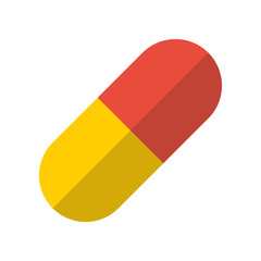 Pill flat icon on isolated white transparent background.	
